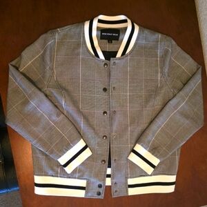 Gray Plaid Bomber Jacket